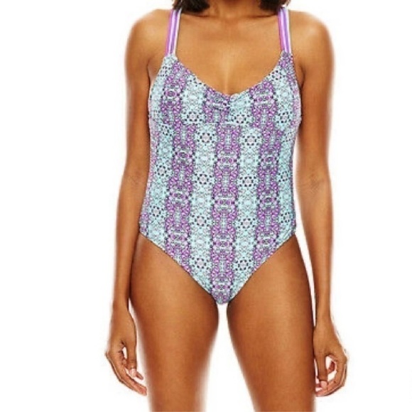 Ninety Six Degrees one-piece purple teal swimsuit - Picture 1 of 7